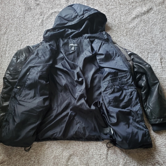 Pelle Pelle Elite Series Black & Blue Mixed Media Puffer Jacket Leather Sleeves - Picture 11 of 16